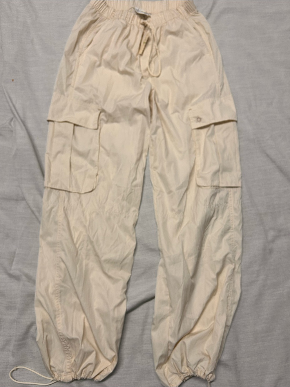 Offline by Aerie Cream Cargo Track Pants with Elastic Cuffs NWT
